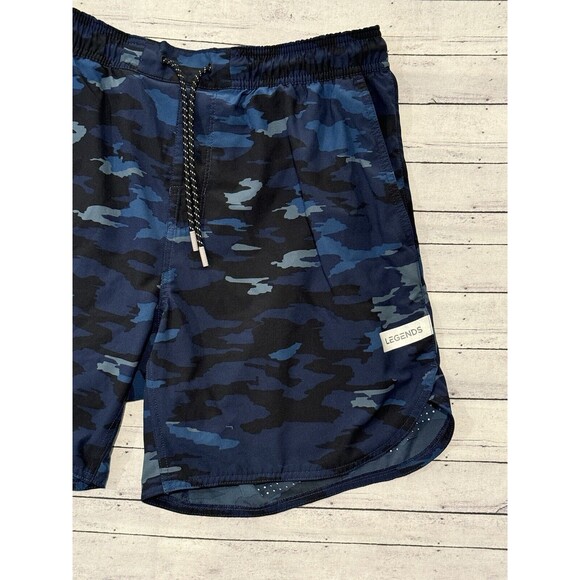 Legends Apparel Mens Active Relay Shorts Size L Blue Camo Unlined 7” Inseam Gym - Picture 3 of 16